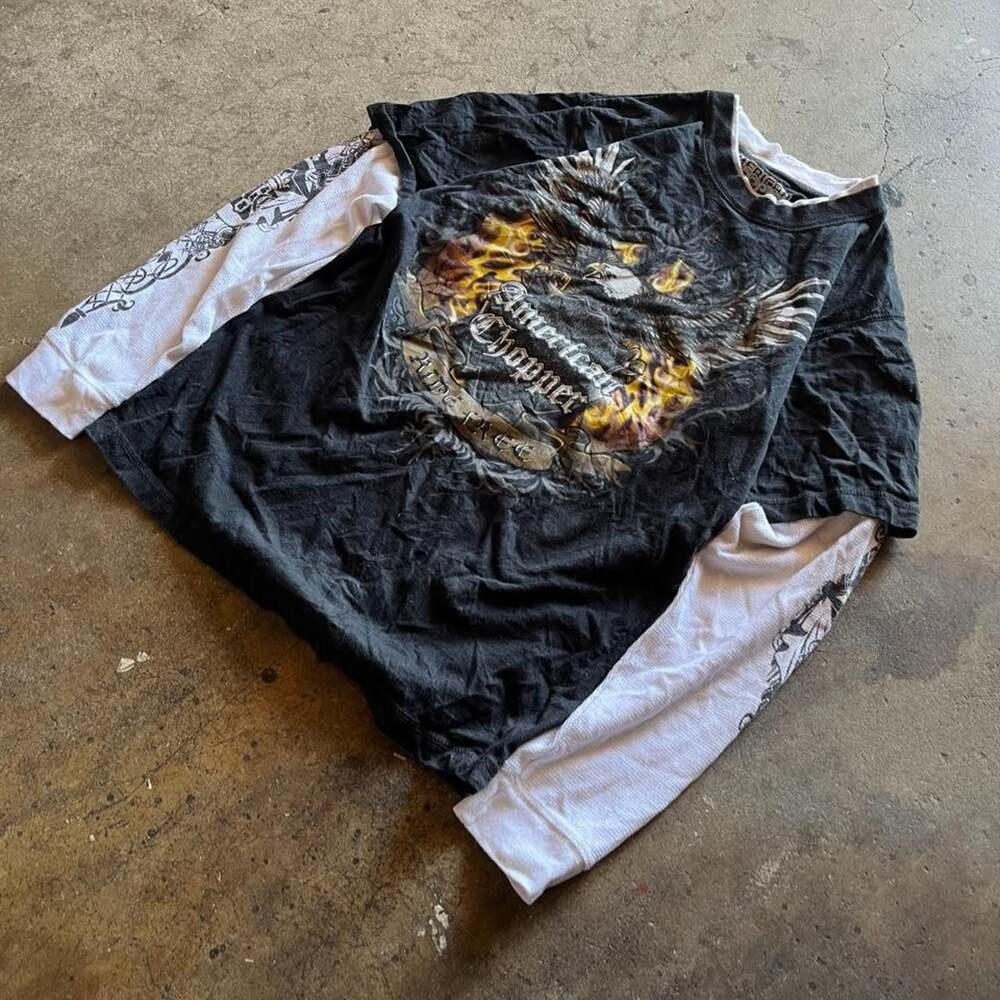 American Chopper Vintage Y2K Layered Thermal Long Sleeve Shirt